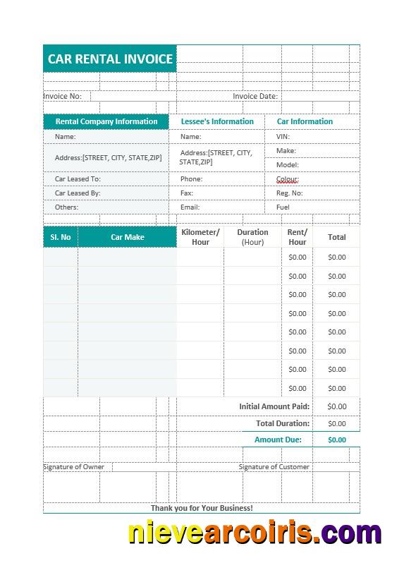 Car Rental Service Invoice